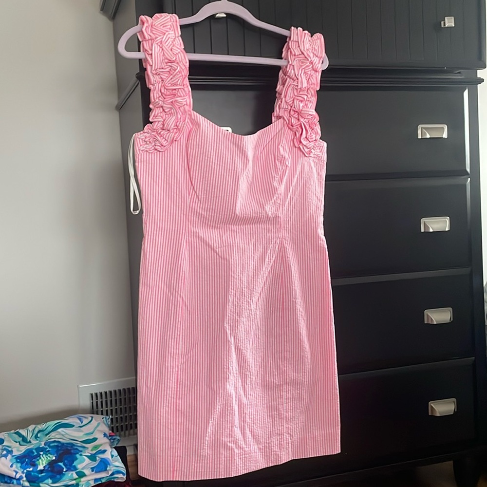Lily Pulitzer Seersucker pink and white stripe dress